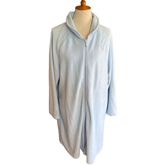Soft Baby Blue Long Zippered Robe Size XL - Picture 6 of 8